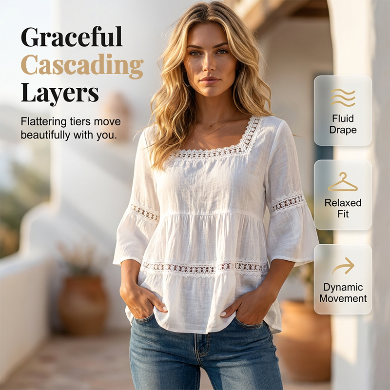 ⏳ Limited-time 50% off ⏰ Elegant Square Neck Summer Blouse 🌸👚
