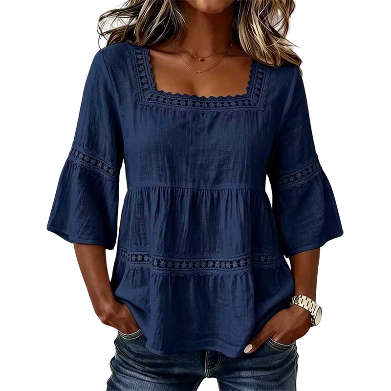 ⏳ Limited-time 50% off ⏰ Elegant Square Neck Summer Blouse 🌸👚
