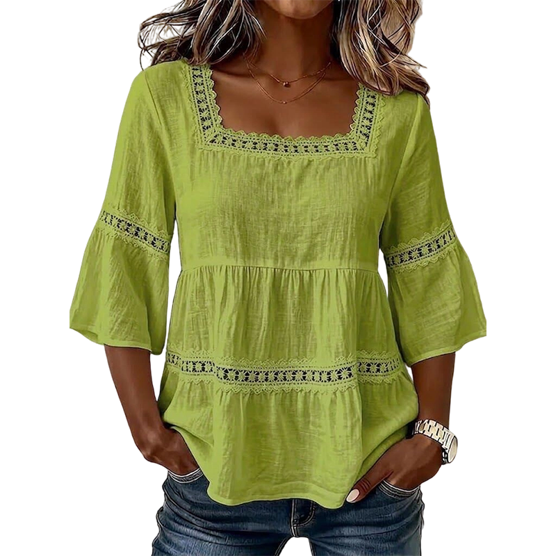 ⏳ Limited-time 50% off ⏰ Elegant Square Neck Summer Blouse 🌸👚