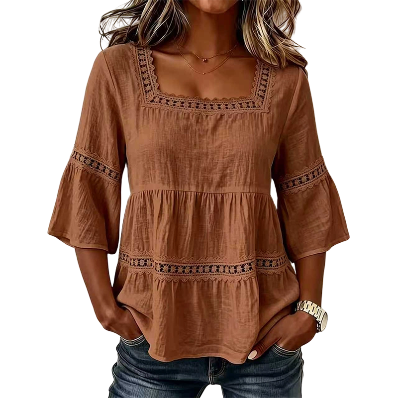 ⏳ Limited-time 50% off ⏰ Elegant Square Neck Summer Blouse 🌸👚