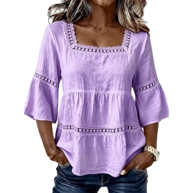 ⏳ Limited-time 50% off ⏰ Elegant Square Neck Summer Blouse 🌸👚