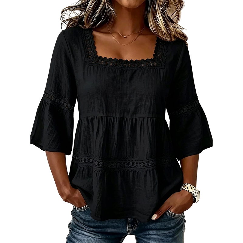 ⏳ Limited-time 50% off ⏰ Elegant Square Neck Summer Blouse 🌸👚